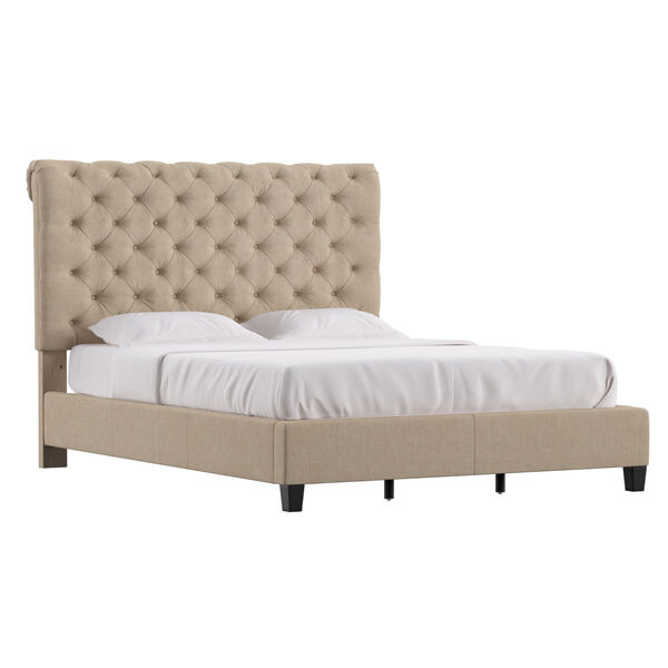 Charolette Beige Adjustable Tufted Roll Top Queen Bed, image 1